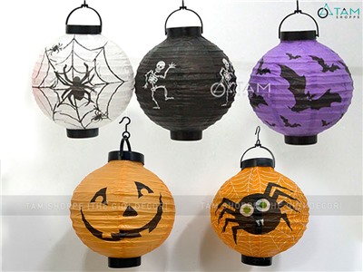 Lồng đèn Halloween có gắn đèn Led số 09 ĐK 20cm (tặng pin)